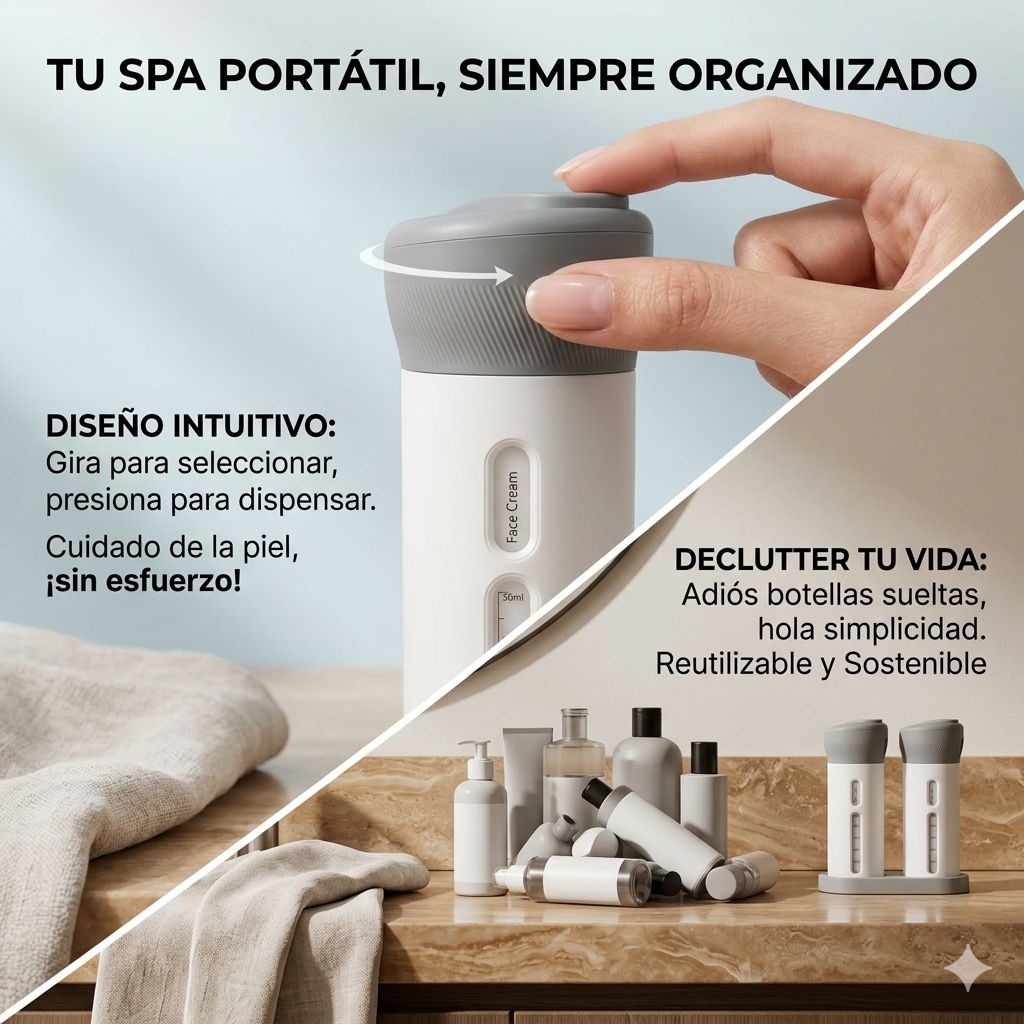Dispensador Viajero 4 En 1 Jabón Liquido